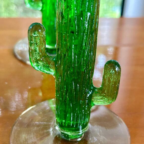 Set of 4 Vintage Green Cactus Stem Margarita Glasses – 7” - Picture 11 of 15